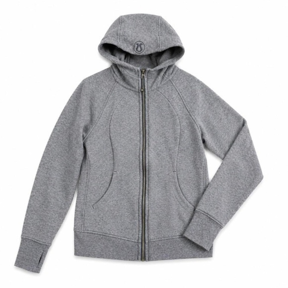 Lululemon Scuba Full Zip Hoodie Heathered Grey Fleece Jacket Women‎ Size 10